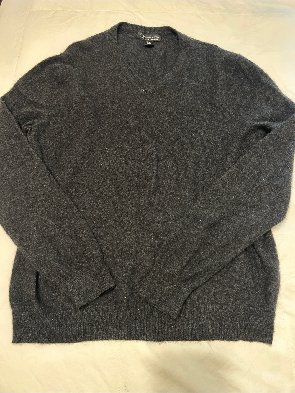 Christian Lacroix Men’s Dark Gray V-Neck Cashmere Sweater